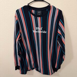 Huf Worldwide Men's Size Large Long Sleeve T-Shirt 100% Cotton Embroidered Logo
